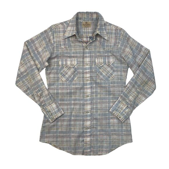 Vintage Dee Cee Western Shirt Mens 15 Plaid Long Sleeve Snap Button Up Made USA - Picture 1 of 11